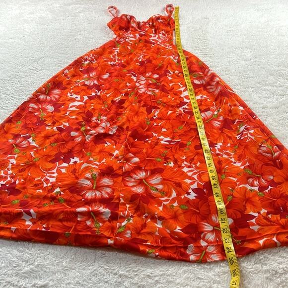 Vintage 60s 70s Paradise Hawaii sundress smocked hibiscus maxi dress , 10 - Picture 5 of 10